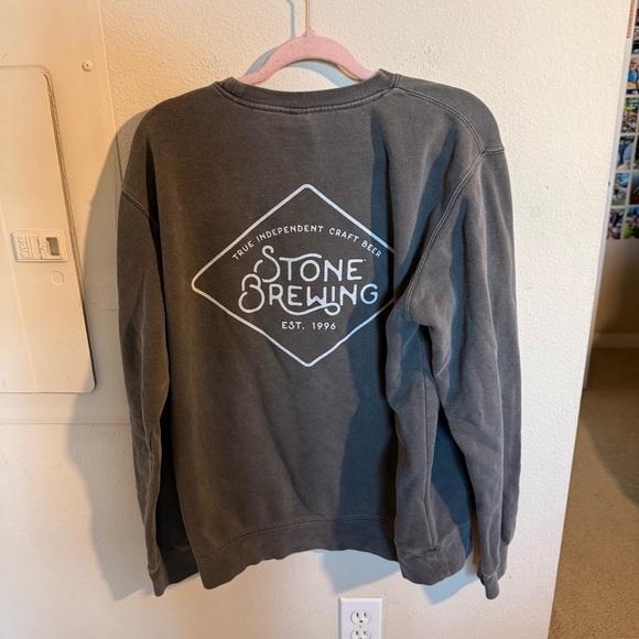 Stone Brewing Crewneck Sweatshirt Medium Gray Graphic Back Logo Brewery - Picture 3 of 6